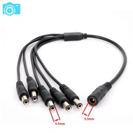 Dc power cord, 5-output power cord, round jack, 5.5x2.1mm
