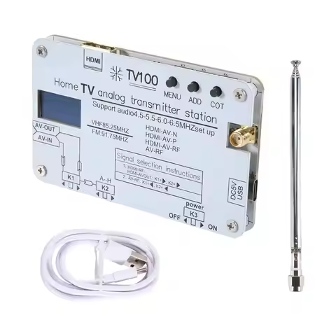 AED6-White Analog TV Signal Transmitter Home Analog TV Transmitter With OLED Display For Global Tvs