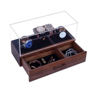LOCDION Mens Watch Case Jewelry Box, Walnut Wood Watch Box Organizer with Drawer, Wooden Watch Holde