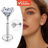 Moissanite & G23 ,,,,18G , Moissanite & G23 Titanium Anting Belakang Rata Bersalut Titanium, Anting 