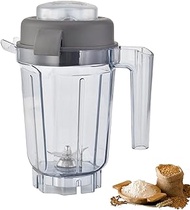 For vitamix dry grains container 32 oz, Compatible with 5200 6300 6500 Pro 750 VM0101 VM0102 VM0103 VM0197 E310 Legacy Classic/Explorian blender - 4 cup pitcher attachment with lid and dry grain blade