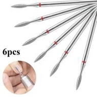 6 Pcs Flame Cuticle Drill Bit Professional Rhinestone Nail Drill Bit Salon Manicure Nail Tools Acryl