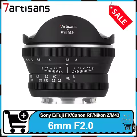 7artisans 6mm F2.0 APS-C Fisheye Lens Ultra Wide Large Aperture Manual Focus Prime Camera Lens compa