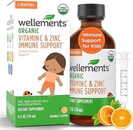 Wellements Organic Children's Immune Support Syrup, Orange Flavor, 4 Fl Oz, Free from Dyes, Parabens