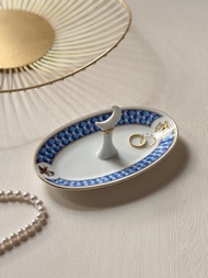 Mikimoto 日本製古董珠寶碟 陶瓷 新月戒指架 天使豎琴 古典浮雕