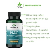 Viên Uống Swanson NAC N- Acetyl Cysteine Hỗ Trợ Sức Khỏe Gan Chống Oxy Hóa Ổn Định Huyết Áp (100 Viê