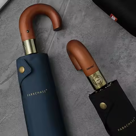 Luxury Wooden Umbrella Windproof 10 Ribs, Parachase Fully Automatic Umbrella Men, Folding Big Golf U