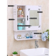 Punch-Free Storage Cabinet Mirror Bathroom Mirror Cabinet Washstand Bathroom Dormitory Wall-Mounted Storage Rack Mirror