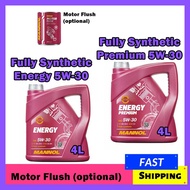 Mannol Fully Synthetic Engine Oil Energy Premium 5W30, Energy 5W30 (4L) with option Motor Flush