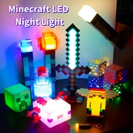 Minecraft LED Night Light – Torch & Creeper Axolotl Design, Color-Changing Diamond Ore Lamp & Potion
