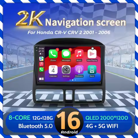 9“ Car Radio Android 16 For Honda CR-V CRV 2 2001-2006 BT Carplay Multimedia Navigation Head Unit 2K