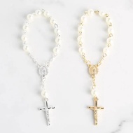 10pcs Baptism Catholic Communion Cup Gift Center Cross Rosary Bracelet Bead for Baptism Favors Chris