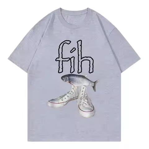 New Style Fih Shoes Graphic T Shirts Funny Misspelled Fish Meme T-shirtsWomen Casual Fashion Short S
