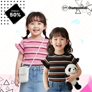 KIMY CURLY Korean Style Short Sleeve Knitted Top for Girls Ages 1-6 Years