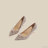 wedding dress for ninang☾☫French Xiuhe main wedding dress two wear bridal shoes crystal wedding shoe