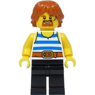 Original Lego Castle - Blacksmith (White Tank Top with Blue Stripes, Black Legs, Dark Orange Hair) 3