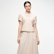 BOCU Women's Cropped Half Puff Sleeve Garter Back Blouse