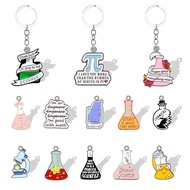 chemistry lab equipment acrylic keychain math pi symbol custom name pendant student teacher scientis