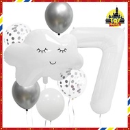7pcs Cloud Balloon 32inch White Foil Number Balloon for Birthday Party Decorations