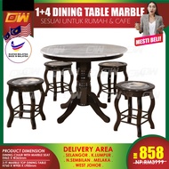 CT3BL-MTC-TOP CC888 1+4 Seater Round Grade A Marble Solid Wood Dining Set Kayu High Quality Marble C