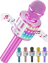 Wireless Bluetooth Karaoke Microphone, Portable Karaoke Microphone Speaker with Light, Karaoke Micro