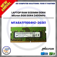 LAPTOP RAM SODIMM: DDR4 Desktop RAM Micron 8GB DDR4 - MTA8ATF1G64HZ-2G3 2400MHz