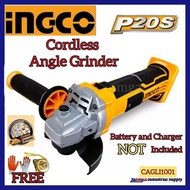 Ingco Cordless Angle Grinder 20v CAGLI1001 (WITHOUT BATTERY & CHARGER) (free tape measure & gloves)