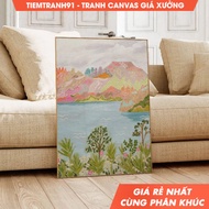 Tranh treo tường Abstract Mountain Colorful Abstract Wall Art Acrylic Art Printable Art tặng kèm đ