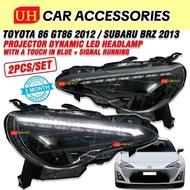 TOYOTA 86 GT86 2012 / SUBARU BRZ 2013 PROJECTOR DYNAMIC LED HEADLAMP WITH A TOUCH IN BLUE + SIGNAL R
