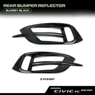 2016-2021 Honda Civic FC 10th 2016-2021 Rear Bumper Reflector Trim Cover Carbon Fiber Black Accessories Bodykit