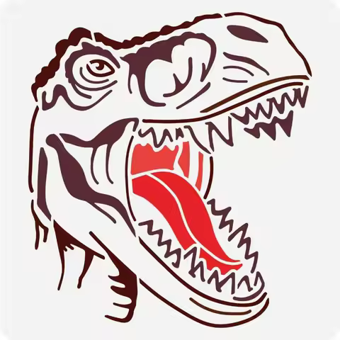 Dinosaur Stencil 11.8x11.8inch Reusable Dinosaur Head Stencil with Opening Mouth Template for Wall W
