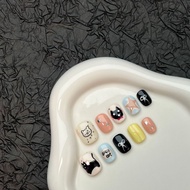 Cartoon Cute Series Rika Mani Pure Hand-Made Wearable Short Nails Cute LED Gel Nails