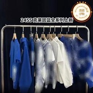  b24春夏新款克萊因藍系列兒童 斜格衛衣t恤戰馬標衛褲童裝