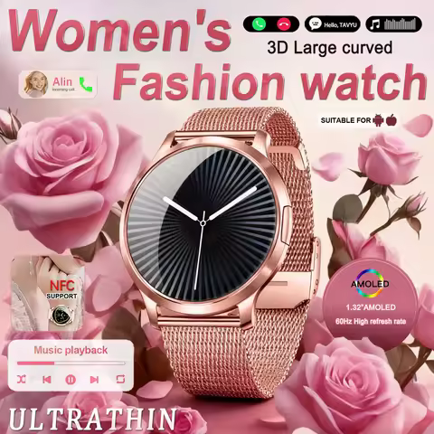2026 NEW 3D Curved 1.32 AMOLED HD 60Hz Screen Women Smart Watch Sport Fitness Bracelet Custom Watch