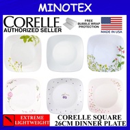 Corelle Loose 26cm Square Dinner Plate (Country Rose / Sakura / Provence Garden / European Herbs / Daisy Field