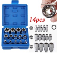 POPULAR 14PCS/Set Hexagon Socket Nut Socket, 1/4" 3/8" 1/2" External Hex Wrench Head Star Socket Set