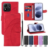 YJD Case For Redmi Note 17 Pro Max Curved Lines Leather Card Slot Hand Strap Anti-Drop Phone Case