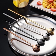 Beautiful long-handled smoothie spoon and spoon in 304 stainless steel and shiny yellow - Da Nang Br