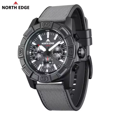 New NORTH EDGE BLAZE Men's Watches Solar Power Stainless Steel Case Quartz Watch For Men Pilot Sport