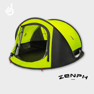 Zenph Camping Tent [ 3-4 Pax Automatic Open 3s Fast Build Up Foldable Large Space Waterproof Moisture-Proof Breathable Ventilation Mesh Mosquitoes Net PU Material Durable Wear-resistant Easy Install Portable Compact Outdoor ]