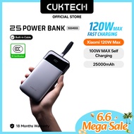 【3C  Certification】CUKTECH 25000mAh 120W Fast Charging Built in Cable Power Bank Xiaomi 120W Max Sam