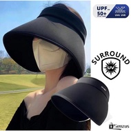 [SG] Ice Silk Sunscreen Hat Wrap-around Full Sunshade Big Brim Sun Hat Foldable Empty Top UV Protect