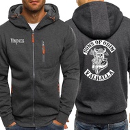 Vikings Mens Hoodies Son Of Odim Valhalla Jacket Men Hoodies Zipper Retro Print Sweatshirt Male Casual Streetwear XXS-4XL