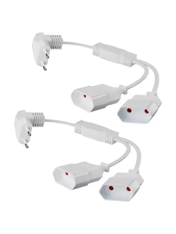 EU Power Cord Extension Cable, 28 cm Short 0.75 mm² Power Cable Type C Euro Plug to Double Type-C Eu