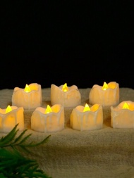1入/12入組led電子淚滴形蠟燭燈,定時功能暖白光,適用於萬聖節、家居裝飾、節日用餐桌氛圍燈