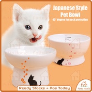 Cat Bowl Pet Bowl Puppy Bowl Japanese High Ceramic Bowl Abyssinian Food Bowl Feed Bowl Pet Feeder 45
