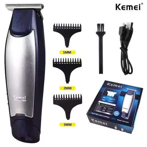 Kemei KM-5021 Professional Hair Cutting Kit Electric Hair Clipper USB Cable Rechargeable Bald Head M