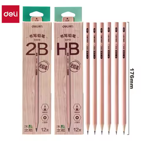 Deli Wood Pencil Set HB 2B Writing Pencils for Kids Drawing Sketch Pen Stationery Student Office Sch