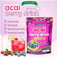 FITGUM Acai Berry Drink with Chia Seeds - Acai Powder, Strawberry Powder, Cranberry Powder - Healthy