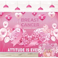 Breast Cancer Awareness Month Banner Backdrop 7x5ft Pink Ribbon Awareness Love Breast Background for